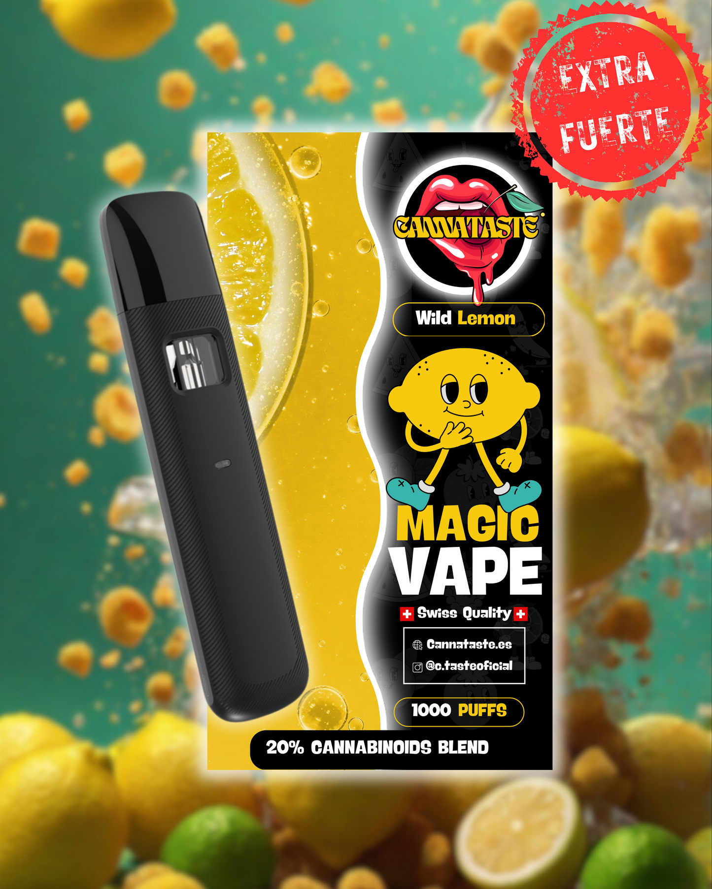 MAGIC VAPE CANNATASTE 2ML WILD LEMON, EDICION LIMITADA, ALTA POTENCIA Y CALIDAD SUIZA