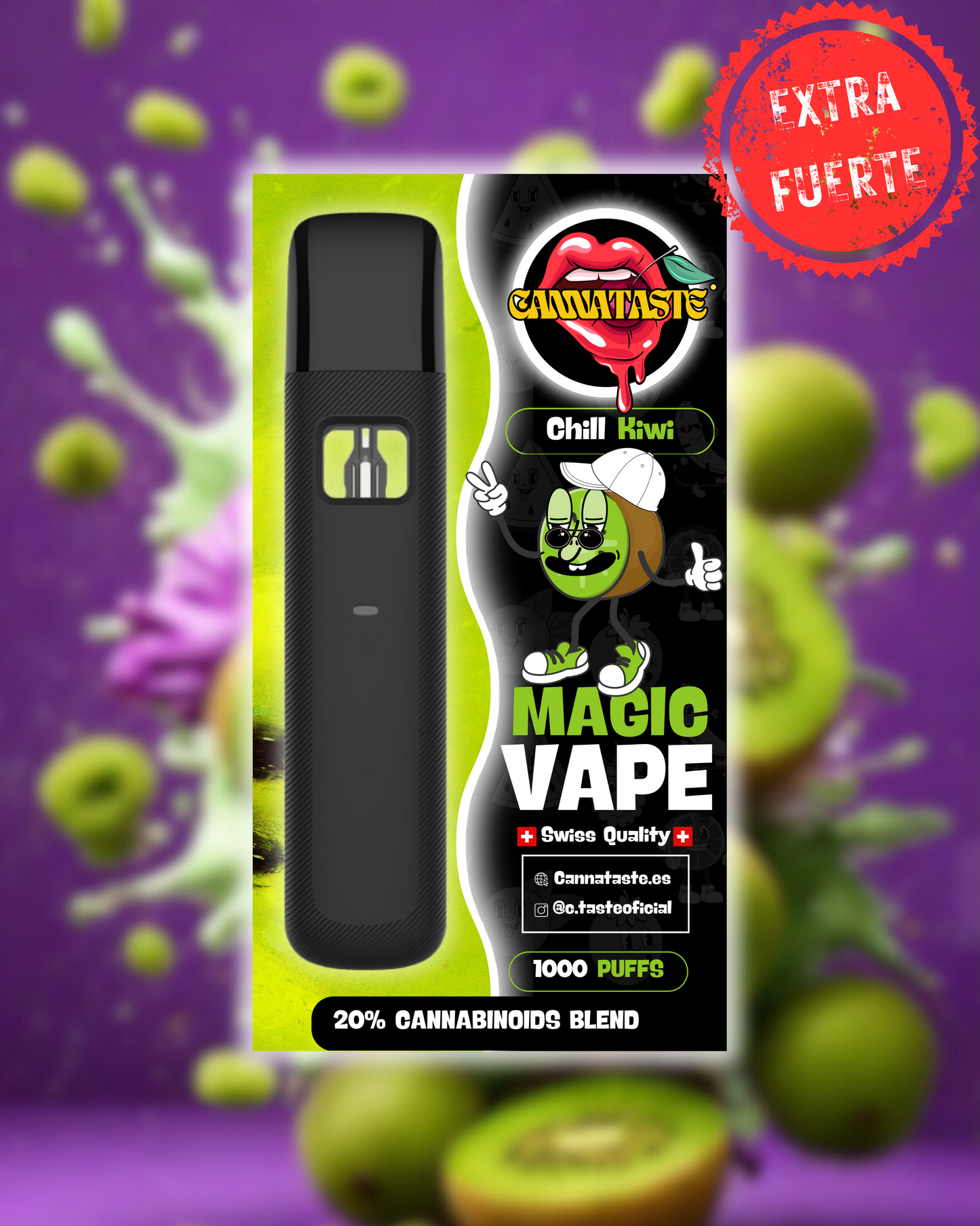 MAGIC VAPE CANNATASTE 2ML CHILL KIWI, EDICION LIMITADA, ALTA POTENCIA Y CALIDAD SUIZA